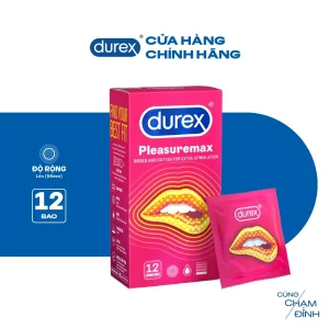 Bao cao su Durex Pleasuremax 56 mm – Gân và hạt nổi, hộp 12 chiếc